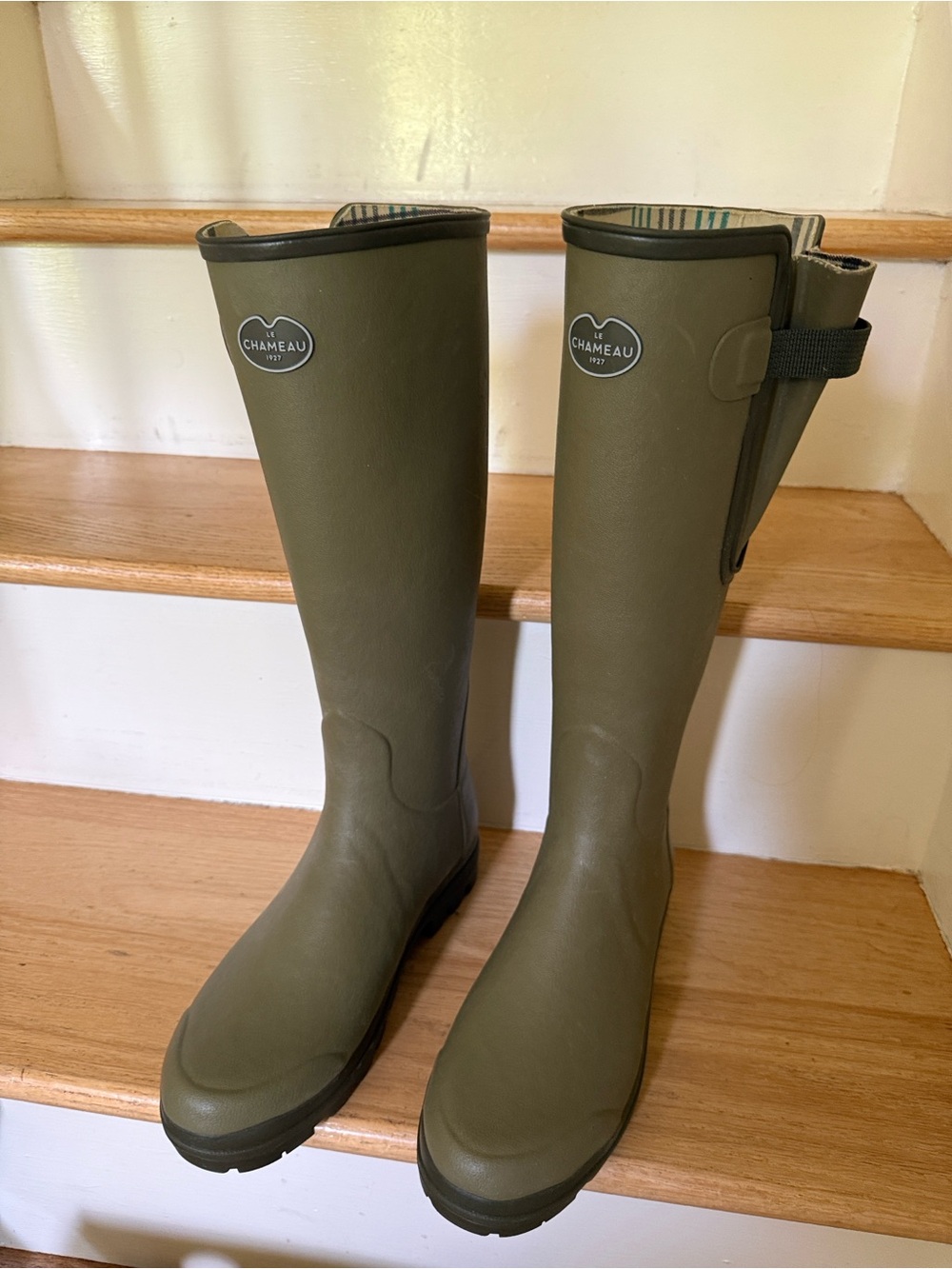 Chameau Tall Olive Green Rain Boots